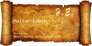 Haller Edvin névjegykártya